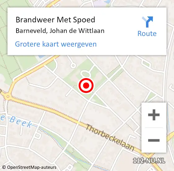 Locatie op kaart van de 112 melding: Brandweer Met Spoed Naar Barneveld, Johan de Wittlaan op 11 januari 2023 12:51