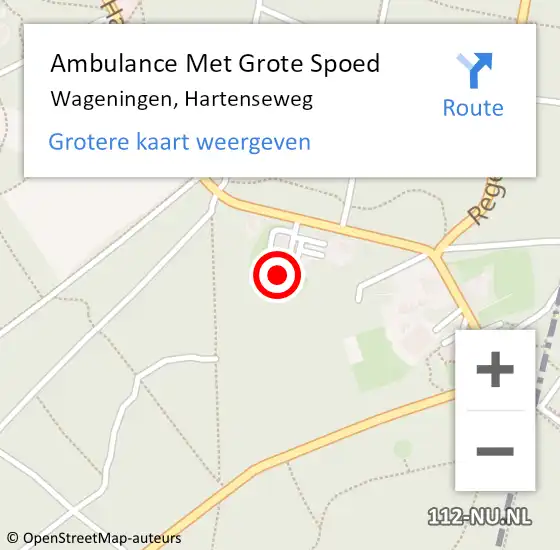 Locatie op kaart van de 112 melding: Ambulance Met Grote Spoed Naar Wageningen, Hartenseweg op 11 januari 2023 13:13
