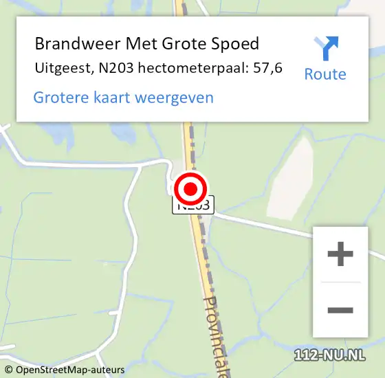 Locatie op kaart van de 112 melding: Brandweer Met Grote Spoed Naar Uitgeest, N203 hectometerpaal: 57,6 op 11 januari 2023 13:23