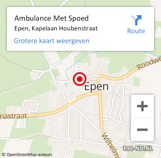 Locatie op kaart van de 112 melding: Ambulance Met Spoed Naar Epen, Kapelaan Houbenstraat op 11 augustus 2014 18:56