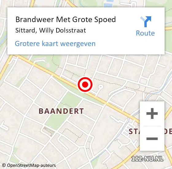 Locatie op kaart van de 112 melding: Brandweer Met Grote Spoed Naar Sittard, Willy Dolsstraat op 11 januari 2023 13:31