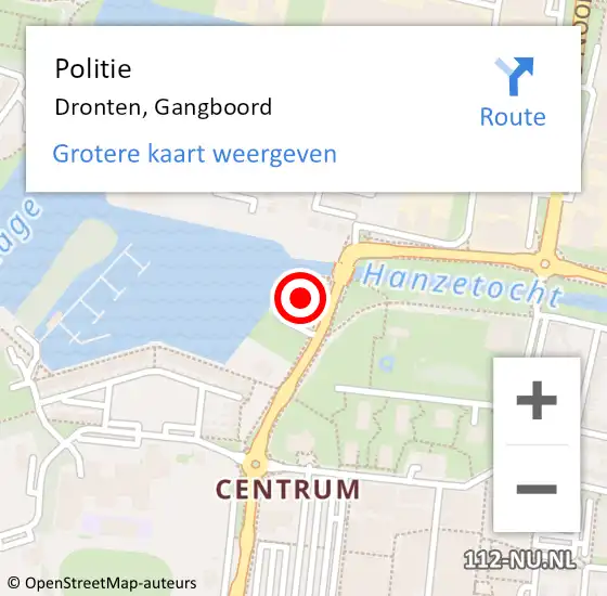 Locatie op kaart van de 112 melding: Politie Dronten, Gangboord op 11 januari 2023 13:49