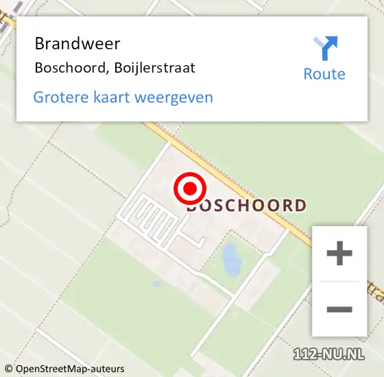 Locatie op kaart van de 112 melding: Brandweer Boschoord, Boijlerstraat op 11 augustus 2014 19:00