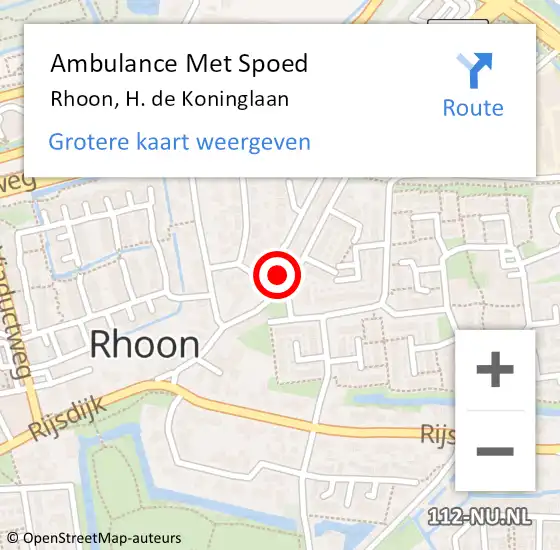 Locatie op kaart van de 112 melding: Ambulance Met Spoed Naar Rhoon, H. de Koninglaan op 11 januari 2023 14:00