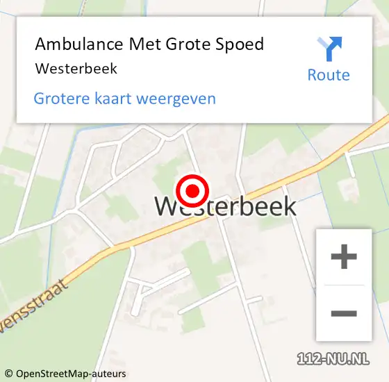 Locatie op kaart van de 112 melding: Ambulance Met Grote Spoed Naar Westerbeek op 11 januari 2023 14:49