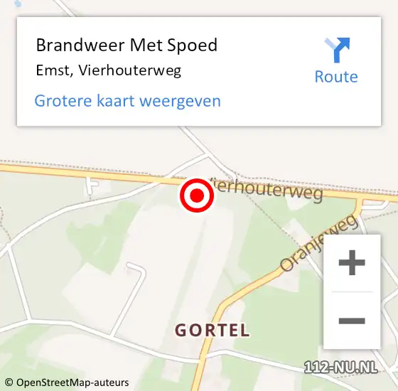 Locatie op kaart van de 112 melding: Brandweer Met Spoed Naar Emst, Vierhouterweg op 11 januari 2023 15:07