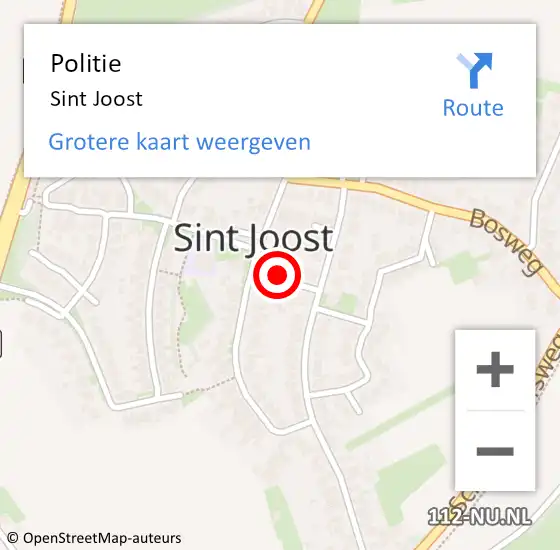 Locatie op kaart van de 112 melding: Politie Sint Joost op 11 januari 2023 15:08