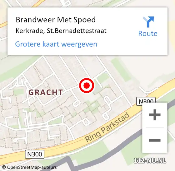 Locatie op kaart van de 112 melding: Brandweer Met Spoed Naar Kerkrade, St.Bernadettestraat op 11 januari 2023 15:40