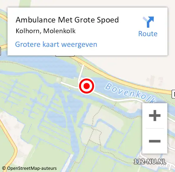 Locatie op kaart van de 112 melding: Ambulance Met Grote Spoed Naar Kolhorn, Molenkolk op 11 januari 2023 15:56