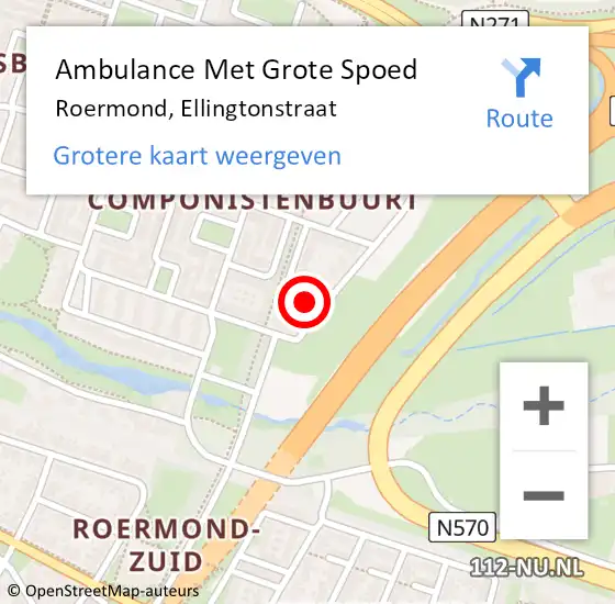 Locatie op kaart van de 112 melding: Ambulance Met Grote Spoed Naar Roermond, Ellingtonstraat op 11 januari 2023 16:18