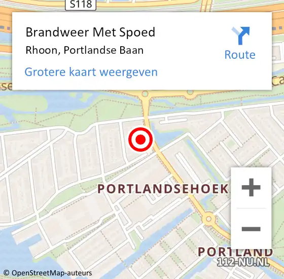 Locatie op kaart van de 112 melding: Brandweer Met Spoed Naar Rhoon, Portlandse Baan op 11 januari 2023 16:43