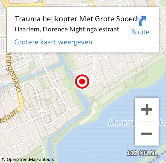 Locatie op kaart van de 112 melding: Trauma helikopter Met Grote Spoed Naar Haarlem, Florence Nightingalestraat op 11 januari 2023 16:45