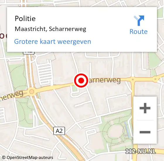 Locatie op kaart van de 112 melding: Politie Maastricht, Scharnerweg op 11 januari 2023 16:47