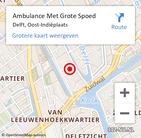 Locatie op kaart van de 112 melding: Ambulance Met Grote Spoed Naar Delft, Oost-Indiëplaats op 11 januari 2023 16:52