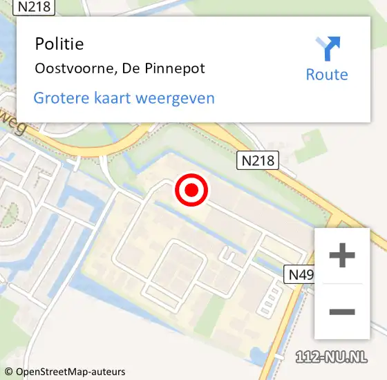 Locatie op kaart van de 112 melding: Politie Oostvoorne, De Pinnepot op 11 januari 2023 17:15