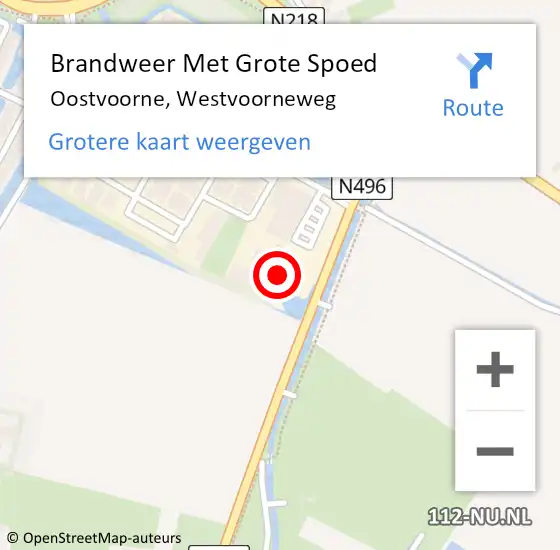 Locatie op kaart van de 112 melding: Brandweer Met Grote Spoed Naar Oostvoorne, Westvoorneweg op 11 januari 2023 17:25