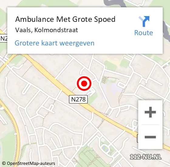 Locatie op kaart van de 112 melding: Ambulance Met Grote Spoed Naar Vaals, Kolmondstraat op 11 augustus 2014 19:34