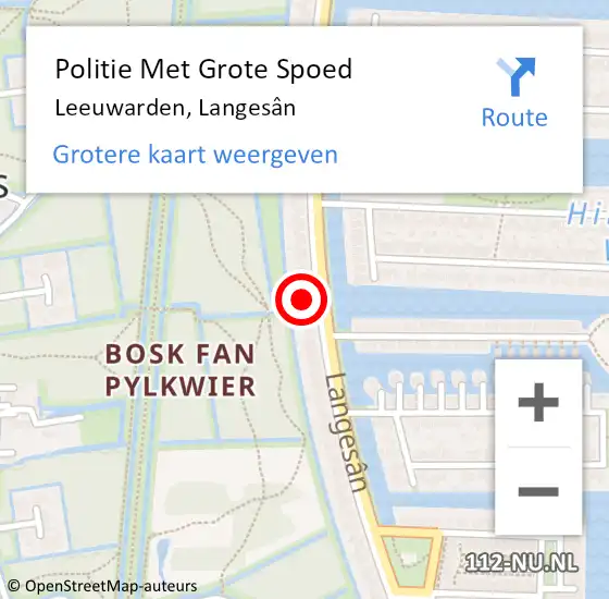 Locatie op kaart van de 112 melding: Politie Met Grote Spoed Naar Leeuwarden, Langesân op 11 januari 2023 17:36