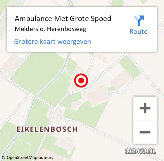 Locatie op kaart van de 112 melding: Ambulance Met Grote Spoed Naar Melderslo, Herenbosweg op 11 augustus 2014 19:42