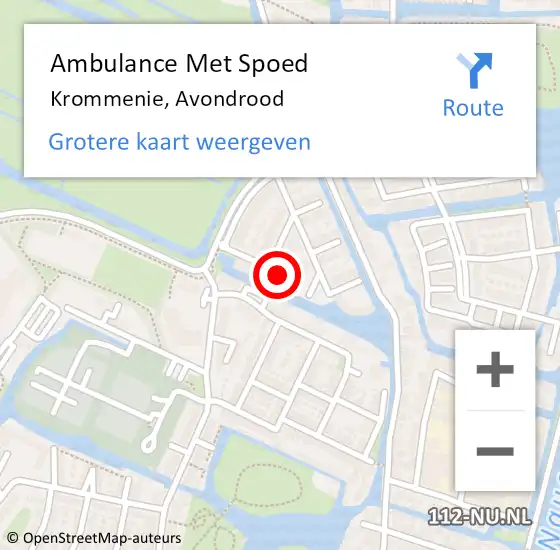 Locatie op kaart van de 112 melding: Ambulance Met Spoed Naar Krommenie, Avondrood op 11 januari 2023 18:42