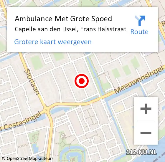 Locatie op kaart van de 112 melding: Ambulance Met Grote Spoed Naar Capelle aan den IJssel, Frans Halsstraat op 11 januari 2023 18:50