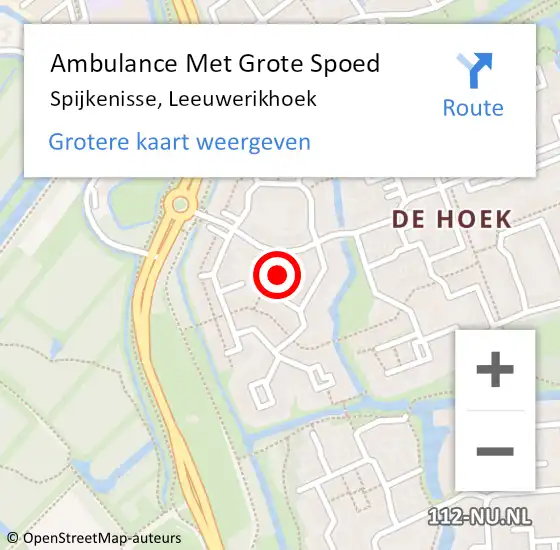 Locatie op kaart van de 112 melding: Ambulance Met Grote Spoed Naar Spijkenisse, Leeuwerikhoek op 11 januari 2023 18:53