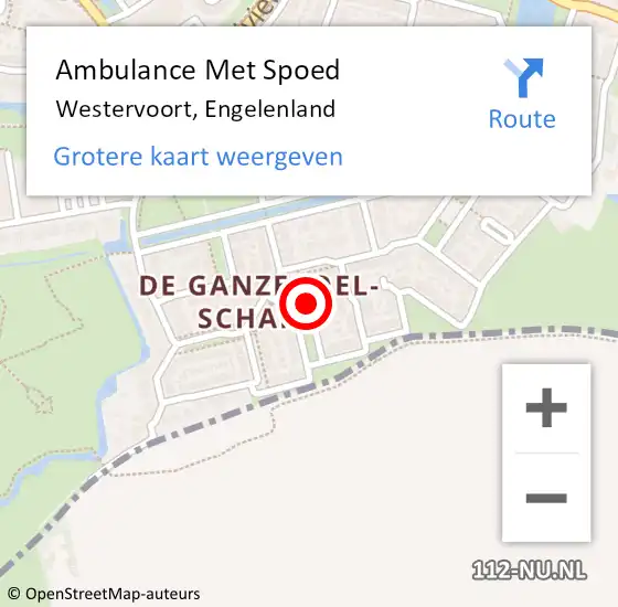 Locatie op kaart van de 112 melding: Ambulance Met Spoed Naar Westervoort, Engelenland op 11 januari 2023 19:20