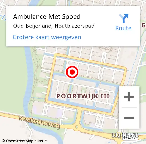 Locatie op kaart van de 112 melding: Ambulance Met Spoed Naar Oud-Beijerland, Houtblazerspad op 11 januari 2023 19:21