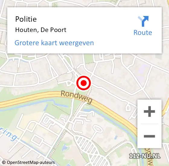 Locatie op kaart van de 112 melding: Politie Houten, De Poort op 11 januari 2023 20:03