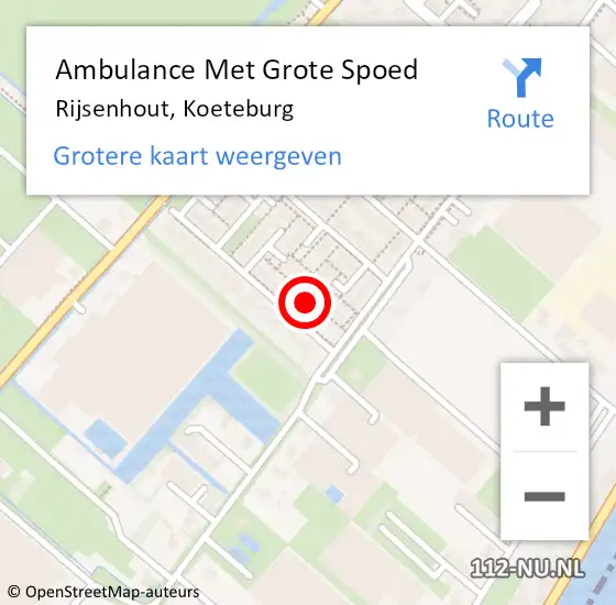 Locatie op kaart van de 112 melding: Ambulance Met Grote Spoed Naar Rijsenhout, Koeteburg op 11 januari 2023 20:12