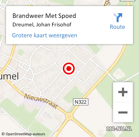 Locatie op kaart van de 112 melding: Brandweer Met Spoed Naar Dreumel, Johan Frisohof op 11 januari 2023 20:19