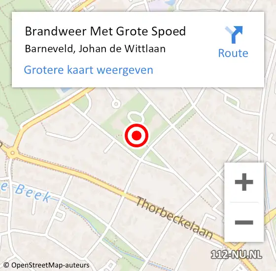 Locatie op kaart van de 112 melding: Brandweer Met Grote Spoed Naar Barneveld, Johan de Wittlaan op 11 januari 2023 20:30
