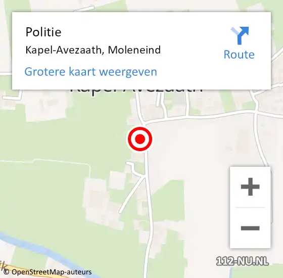 Locatie op kaart van de 112 melding: Politie Kapel-Avezaath, Moleneind op 11 januari 2023 20:37