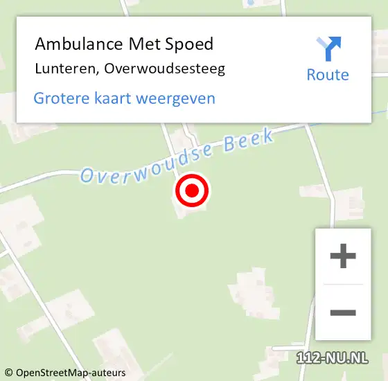 Locatie op kaart van de 112 melding: Ambulance Met Spoed Naar Lunteren, Overwoudsesteeg op 11 januari 2023 20:55