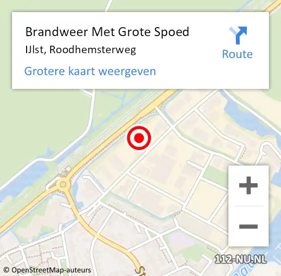 Locatie op kaart van de 112 melding: Brandweer Met Grote Spoed Naar IJlst, Roodhemsterweg op 11 januari 2023 21:03