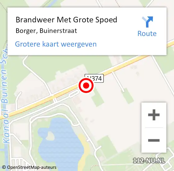 Locatie op kaart van de 112 melding: Brandweer Met Grote Spoed Naar Borger, Buinerstraat op 11 januari 2023 21:10