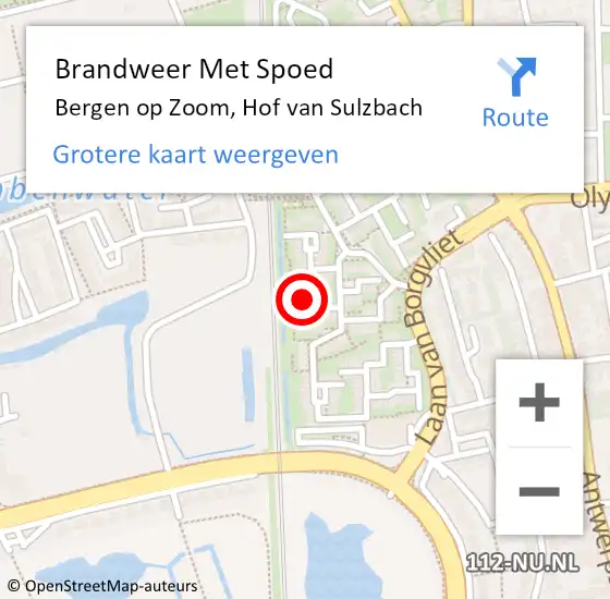 Locatie op kaart van de 112 melding: Brandweer Met Spoed Naar Bergen op Zoom, Hof van Sulzbach op 11 januari 2023 21:33