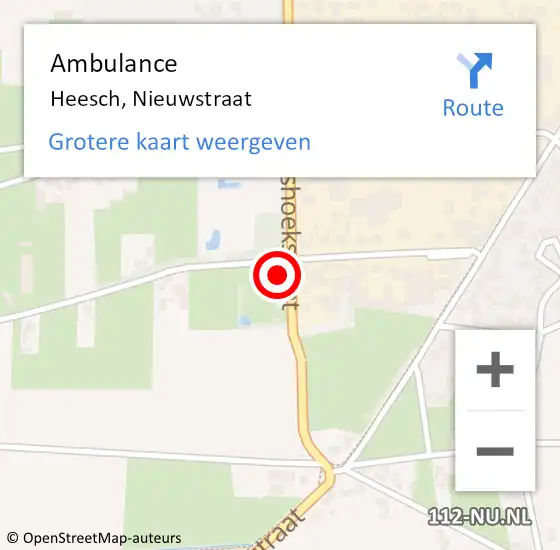 Locatie op kaart van de 112 melding: Ambulance Heesch, Nieuwstraat op 11 januari 2023 21:33