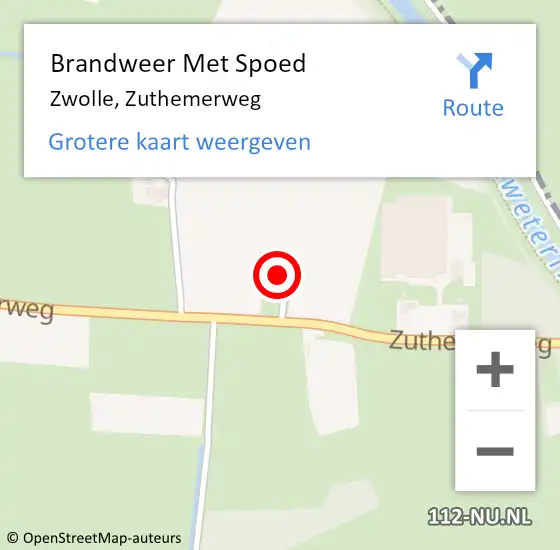 Locatie op kaart van de 112 melding: Brandweer Met Spoed Naar Zwolle, Zuthemerweg op 11 augustus 2014 20:04