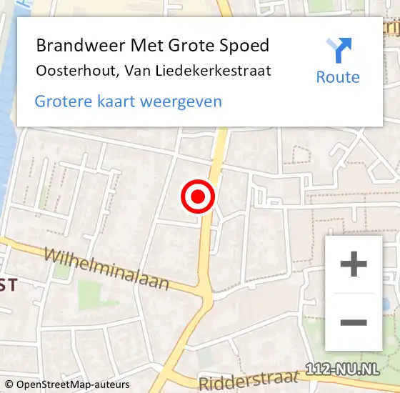 Locatie op kaart van de 112 melding: Brandweer Met Grote Spoed Naar Oosterhout, Van Liedekerkestraat op 11 januari 2023 21:48