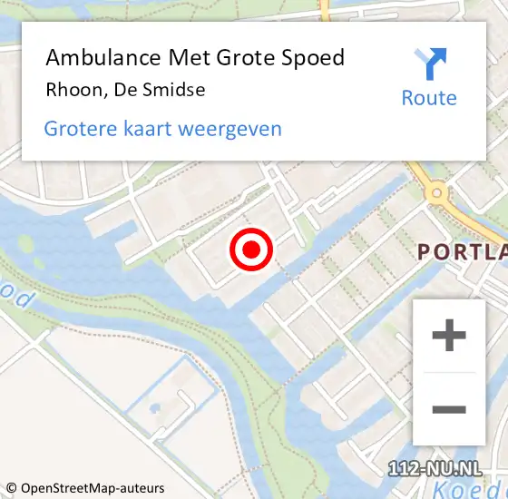 Locatie op kaart van de 112 melding: Ambulance Met Grote Spoed Naar Rhoon, De Smidse op 11 januari 2023 21:58