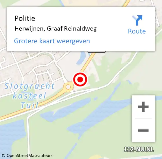 Locatie op kaart van de 112 melding: Politie Herwijnen, Graaf Reinaldweg op 11 januari 2023 22:14