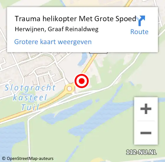 Locatie op kaart van de 112 melding: Trauma helikopter Met Grote Spoed Naar Herwijnen, Graaf Reinaldweg op 11 januari 2023 22:20
