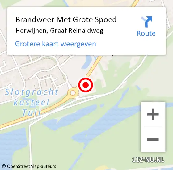 Locatie op kaart van de 112 melding: Brandweer Met Grote Spoed Naar Herwijnen, Graaf Reinaldweg op 11 januari 2023 22:21