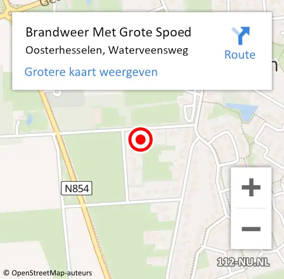 Locatie op kaart van de 112 melding: Brandweer Met Grote Spoed Naar Oosterhesselen, Waterveensweg op 11 januari 2023 22:31