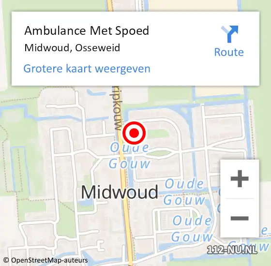 Locatie op kaart van de 112 melding: Ambulance Met Spoed Naar Midwoud, Osseweid op 11 januari 2023 22:40