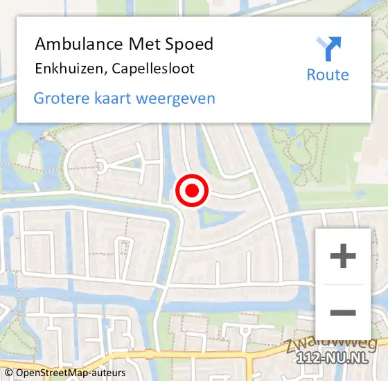 Locatie op kaart van de 112 melding: Ambulance Met Spoed Naar Enkhuizen, Capellesloot op 11 januari 2023 22:45