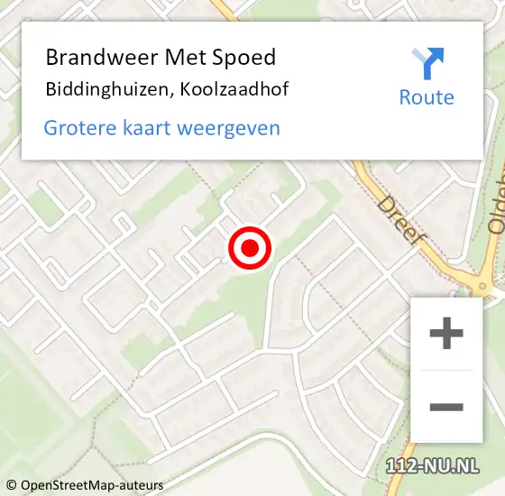 Locatie op kaart van de 112 melding: Brandweer Met Spoed Naar Biddinghuizen, Koolzaadhof op 11 januari 2023 22:59