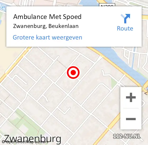 Locatie op kaart van de 112 melding: Ambulance Met Spoed Naar Zwanenburg, Beukenlaan op 11 januari 2023 23:30