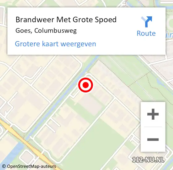 Locatie op kaart van de 112 melding: Brandweer Met Grote Spoed Naar Goes, Columbusweg op 11 januari 2023 23:37